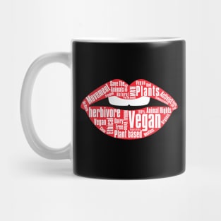 Vegan Movement Red Lips Word Collage Mug